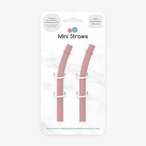 ezpz Pack of 2 Mini Cup Straws - Pale Pink - 12+