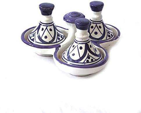 ARTIGIANATO VULCANO Tajine marroquí - Porta especias o salsas de cerámica pintado a mano