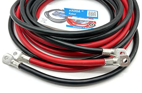 eXODA Câble de batterie 500cm câble d'alimentation en cuivre 50 mm² avec cosses à œillets M8