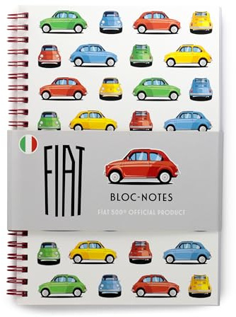 Puckator Notizbuch mit Spiralbindung, A5, Fiat 500, Retro-Design