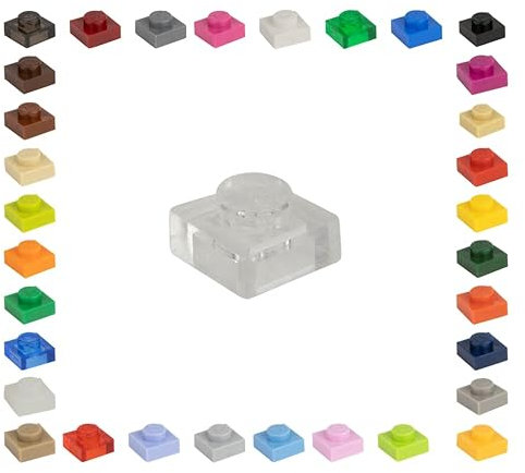 100 Mosaik Fliesen Bausteine 1x1 Noppen Kompatibel 34 vers. Farben Tiles Klemmbausteine (920 - Clear Transparent)