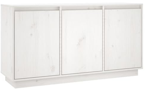 vidaXL Sideboard Kommode Anrichte Schrank Beistellschrank Mehrzweckschrank Standschrank Holzschrank Flurschrank Weiß 111x34x60cm Massivholz Kiefer