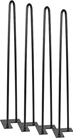 Ansobea Hairpin Legs tischbeine Metall schwarz Tischkufen Haarnadel Tischbein 12 mm, Hairpin Legs aus Stahl, 2-Stange Bein, 61 cm 4 Stück