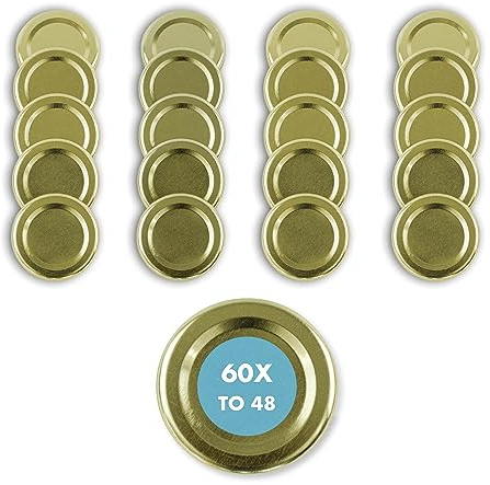 60 Stück Ersatzdeckel TO 48 I Mehrfarbige Twist-Off-Deckel 48 mm I für Gläser zur Aufbewahrung von Bevorratung,Deckel für Einmachgläser. Marmeladegläser, Honiggläser, Feinkostgläser