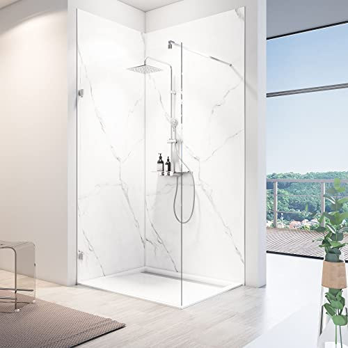 Schulte 1 panneau mural 150 x 255 cm, surface 3.82 m² douce SOFTTOUCH, 3 mm épaisseur, revêtement salle de bain douche, résistant aux rayures, marbre de carrare, livré avec adhésif double face