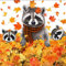 20 Servietten Waschbären spielen im Herbst | Tiere | Herbstlaub | Herbstblätter | Winter | Tischdeko | Decoupage | Serviettentechnik 33x33cm