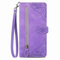 NEXCURIO Zip Wallet Case Compatible with Apple iPhone 13 Mini Phone Case Wallet with Credit Card Holder Strap Stand Women Leather Flip Case Floral Folding Cover Shockproof - Purple