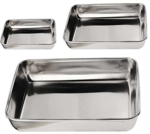 ZOENHOU Juego de 3 bandejas para hornear, bandejas grandes antiadherentes de acero inoxidable, bandeja rectangular para servir galletas, bandeja profesional para horno tostador lavavajillas