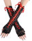 Wambere Fingerlos Spitzen Handschuhe Ellbogen Spitze Handschuh Schwarz Spitzen Satin Handschuhe Schwarze Braut Handschuhe,Lange Spitzen Handschuhe für Damen für Hochzeit Abend,Rot