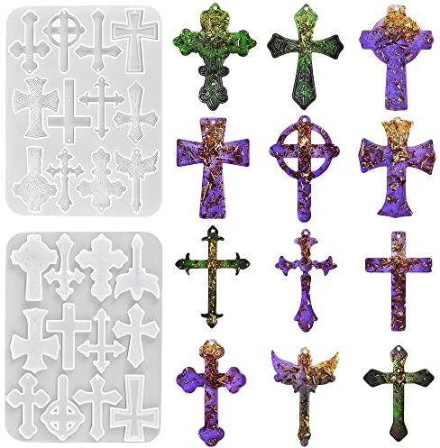 Weenkeey Kreuz Epoxidharz Formen Schmuck Gießformen Halskette Anhänger Silikonform für DIY Handwerk