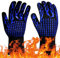 Flintronic Grillhandschuhe Hitzebeständig mit 800°C, Feuerfeste Handschuhe, Backhandschuhe, Kochhandschuhe, Ofenhandschuhe, für Backen, Küche & Grillen - Blau Das Neue