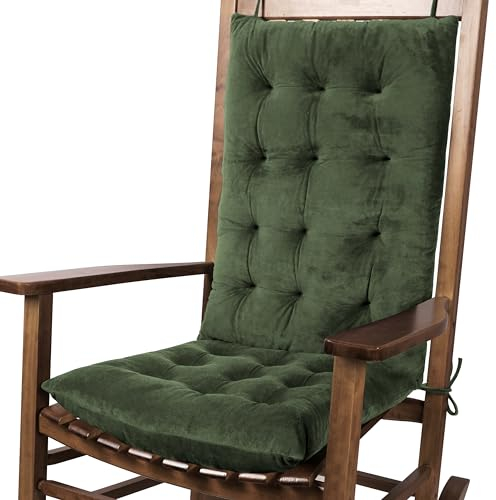 FlyGulls Schaukelstuhlkissen für den Innenbereich, Samt, hohe Rückenlehne und Sitzkissen, 2-teiliges Set, Grün