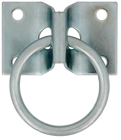 Amig - Piastra con Anello | Piastra 70 x 45 mm; Anello Ø7 x 50 mm | Anello Mobile Saldato con Piastra Fissa di Fissaggio | Ancoraggio per Montaggio a Parete o Soffitto | Per Appendere o Legare Oggetti