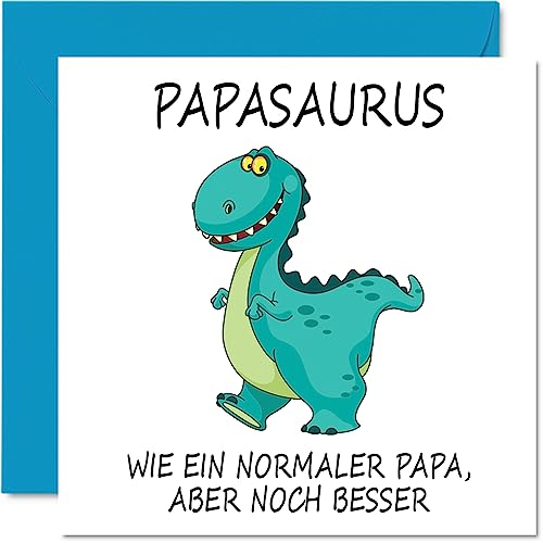 Stuff4 Lustige Geburtstagskarten für Papa – Papasaurus – Witzige Vatertagskarte für Papa von Sohn und Tochter, Vater-Geburtstagsgeschenke, 145 mm x 145 mm große Vatertags-Grußkarten