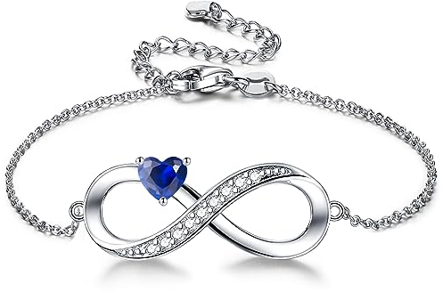 Armband Unendlichkeitszeichen, Infinity Armband Damen Silber 925 mit Blau Herz Zirkonia Schmuck Geschenke Muttertag Geburtstag Weihnachten Valentinstag mit Geschenkbox für Freundin Frauen Mädchen Mama