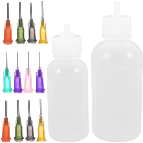 VILLCASE Applicator Bottle, Glue Bottle with Caps Liquid Dropper Filling Bottles, 4 Squeeze Bottles and 40 Tips for DIY Quilling, Craft Art Project
