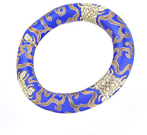 VGEBY Klangschalenkissen, 16 Cm, Klangschalen-Ringkissen, Seidenbrokat, Runder Meditations-Klangschalenkissenring für Klangschalen mit 7–10 Zoll Durchmesser (BLUE), VGEBYM98SVGW6U3-02