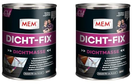 MEM Dicht-Fix, Für alle üblichen Untergründe, Zur Abdichtung von Undichtigkeiten und kleineren Leckstellen, Einfache Anwendung, Gebrauchsfertig, UV-beständig, 375 ml, Grau (Packung mit 2)