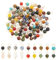 PH PandaHall 108 Stück 18 Farben Edelstein Anhänger Link Charms 6mm Steinperlen Anhänger Rund Glatte Perlen Lose Perlen Mit Goldener Schlaufe Für DIY Baumelnde Ohrringe Halsketten Armbänder