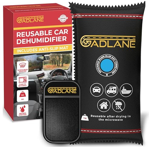 GADLANE X-Large Reusable Car Dehumidifier 1KG - Moisture Absorber with Anti-Slip Mat for Car, Home, Wardrobe - Silica Gel Bags (GL1921)