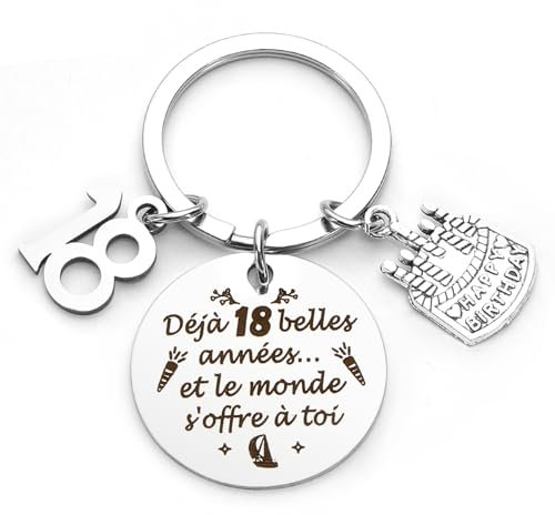 Cadeau Anniversaire 18 Ans - Porte Clef pour Fille et Garçon - Cadeau Homme et Femme