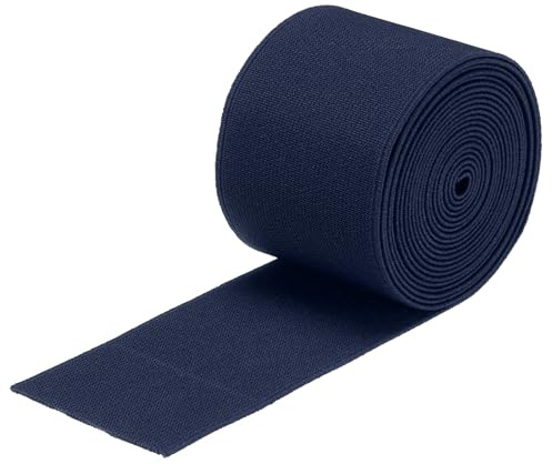 sourcing map Bandas elásticas para coser de doble cara de 5 cm, 5 yardas/4,5 m, banda elástica de punto azul marino de alta elasticidad para pelucas, cintura y pantalones