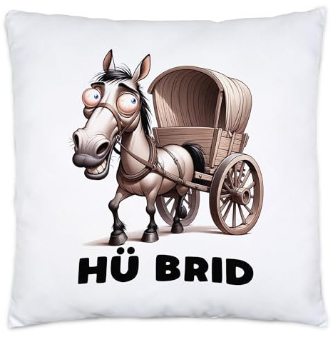 Hey!Print Hü Brid Lustiges Pferd Kissen Inkl. Füllung - Umweltfreundliche Mobilität
