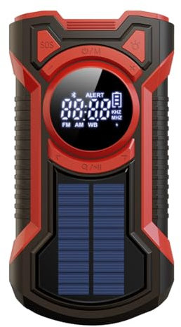 Joselin Radio Solar con Manivela Radio MeteorolóGica PortáTil Am/FM/con Linterna LED Altavoz Bluetooth 5.0 Radio de Emergencia-A