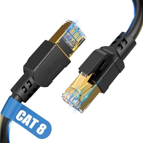 Nebite Cat 8 LAN kabel 25m, 40Gbps Netzwerkkabel 2000 MHz Ethernet Kabel Gigabit F/FTP Patchkabel mit rj45 Stecker für PS5/4, Xbox, Modem, TV, Switch, Laptop, Router, Schneller als Cat 6/7/8