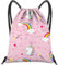 BHAHB Sac à dos étanche avec Cordons de Serrage‌, Pour Sport, Plage, Piscine & Voyage, Style Mignon pour homme et femme (Z5-Licorne rose)