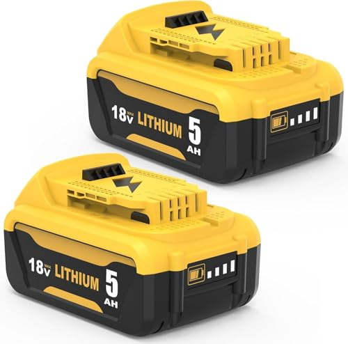 【2 Stück】 Ersatz für Dewalt Akku 18V 5000mAh DCB184 DCB180 DCB181 DCB182 DCB200 Akku für Dewalt 18V DCB201 DCB201-2 DCB200-2 DCB204-2 DCB205-2 mit LED-Anzeige