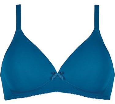 Naturana® Soft-BH ohne Bügel mit Schale [Cup A-D] Optimaler Sitz & maximaler Halt Dank Schnittführung & Breiten Trägern I 85 Mykonos Blue A
