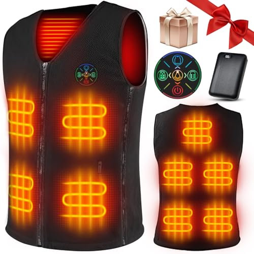 Trongle Electric Heated Vest Heated Fleece Gilet for Men Women, 10000mAh 7.4V Power Bank, 10 Heated Zones, 3-level Heating, Heated Body Warmer Heated Clothes Jacket for Outdoor Work, Ski, Hiking