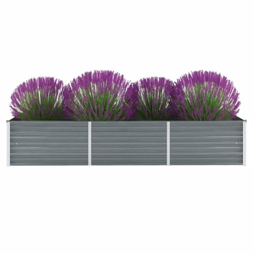 Myheimly Garten-Hochbeet Verzinkter Stahl Gartenbeet Pflanzbeet Frühbeet 240x80x45 cm Grau