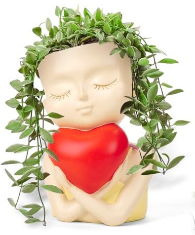 NINNSSOT Face Planters Pots, Resin Head Planter for Indoor Outdoor Plants, Cute Lady Face Flower Pots Plant Pots Succulent Planter with Drainage Hole, Ideas Gardening Gift for Women Plant Lovers