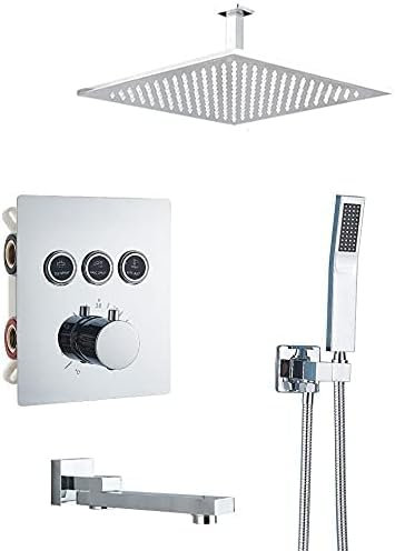 Robinet de douche mural moderne avec pommeau de douche au plafond de 40,6 cm