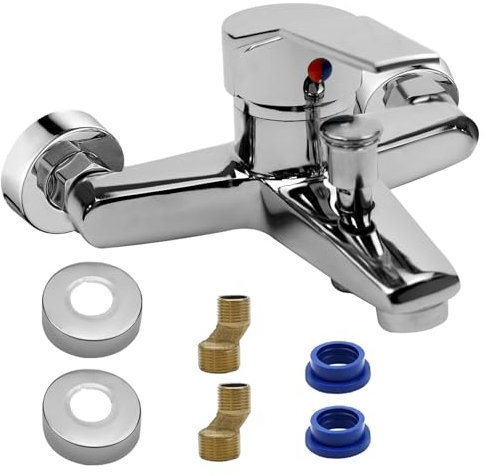 GD HUA Rubinetto per vasca da bagno, montaggio a parete, miscelatore doccia, rubinetto monocomando per vasca da bagno, miscelatore in ceramica, rubinetto per doccia