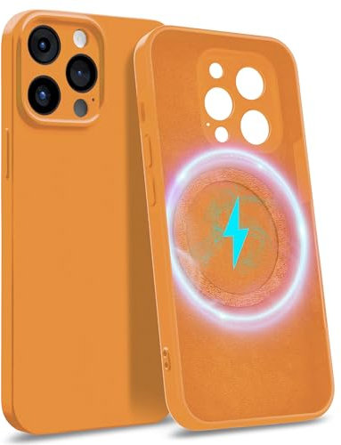 MyGadget Hülle für Apple iPhone 15 Pro Max [ kompatibel mit MagSafe | 4-Layer-Struktur Schutzhülle ] - Handyhülle mit Kameraschutz - Cover mit Innenfutter - Orange