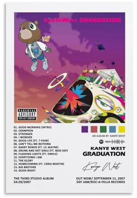 Eiebate - Kanye West Poster Graduation Poster Leinwand Kunst Wandkunst Bild für Schlafzimmer Ästhetik Dekor - 50x75cm