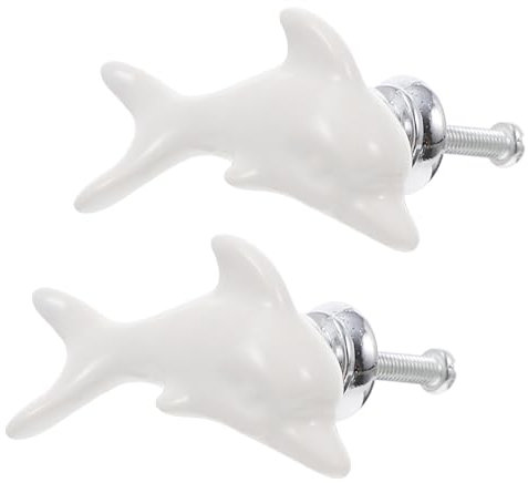 HOMSFOU Keramische Möbelgriffe 2 Stück Weißes Delfin Design Robustes Rostfreies Material Rutschfeste Schubladengriffe Für Schrank Kommode Moderne Türknöpfe Für Wohn Und Schlafzimmer