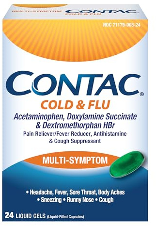 Cold & Flu Medicine Multi-Symptom Relief Adults & Kids 12+, 24 ct Liq Gels