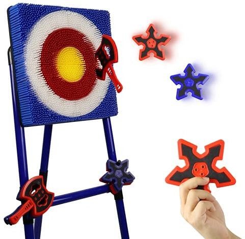 BunnyBoo Axe Throwing Bristle Target-Safe Indoor/Outdoor Game Set for Adults/Kids, with 4 Axes & 4 Darts, Sturdy Lightweight Design for Backyard, Camping, Parties, Team Building