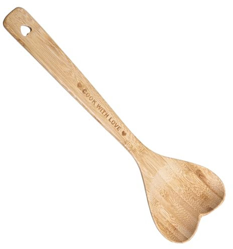 Bamboo Heart Shaped Spoon, 12 Inch Heart Spoon Measuring Spoons Kitchenware Tea Spoons for Tea Party Cooking Cooks Hostesses Mom Grandma Wife Weddings House (Wood Color)