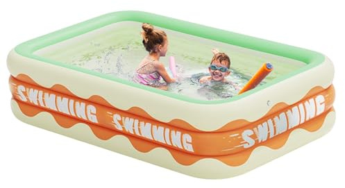 XUQEAYWD 210x140x60cm Aufblasbarer Pool Rechteckig, Aufblasbares Schwimmbad, Planschbecken, Familienpool, Kinderpool, Aufblasbarer Swimming Pool, Schwimmbecken Für Den Außenbe, Faltbarer