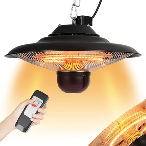 Jaxguom Deckenheizstrahler, Deckenheizstrahler Outdoor 1500/2000W,mit 2 Heizstufen,Fernbedienung,Heizstrahler Terrasse Hängend,Decken Heizstrahler IP24 Wasserdicht