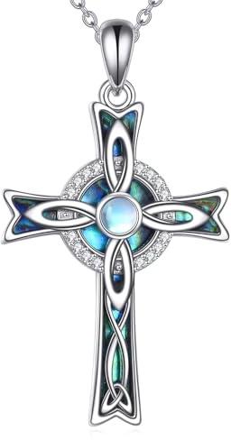 YAFEINI Keltisches Kreuz Kette für Damen 925 Sterling Silber Keltischer Knoten Anhänger Halskette Viel Glück Amulett Schutz Schmuck