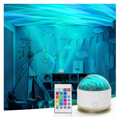 HUMIIEYE Northern Light Projector, Battery Operated Aurora Night Light with Timer Function, 13 Colors Galaxy Lamp Ripple Ceiling Projector Mood Ambient Lighting for Bedroom Adults Kids Room Girl Gift
