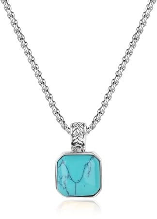 COAI Geschenkideen Herren Boxkette mit Quadrat Kette Anhänger aus Edelstein