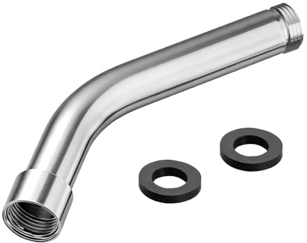 OFFO Adjustable Shower Arm Extension 15cm, Curved Shower Pipe 304 Stainless Steel with Swivel for Angle Adjustment, Universal G1/2 Inch Extension for Handheld Shower Head & Sprayer