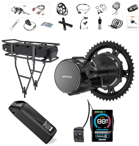 BAFANG Mittelmotor 36V 500W mit 36V15,6Ah Akku BBS02B Ebike Umbausatz mit VD618 Display, G340 Mittlerer Antriebsmotor für BB68-73mm Mountainbike Rennrad Pendlerfahrrad 2025 Neueste CAN-Protokoll
